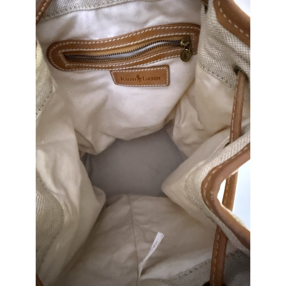 Vintage Polo Ralph Lauren Leather Canvas Bucket Shoulder Bag Travel Backpack - Picture 6 of 12